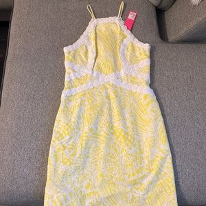 Lilly Pulitzer pearl stretch shift dress lemon color